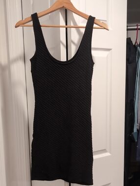 Free People Black Textured Scoop Neck Tank Dress